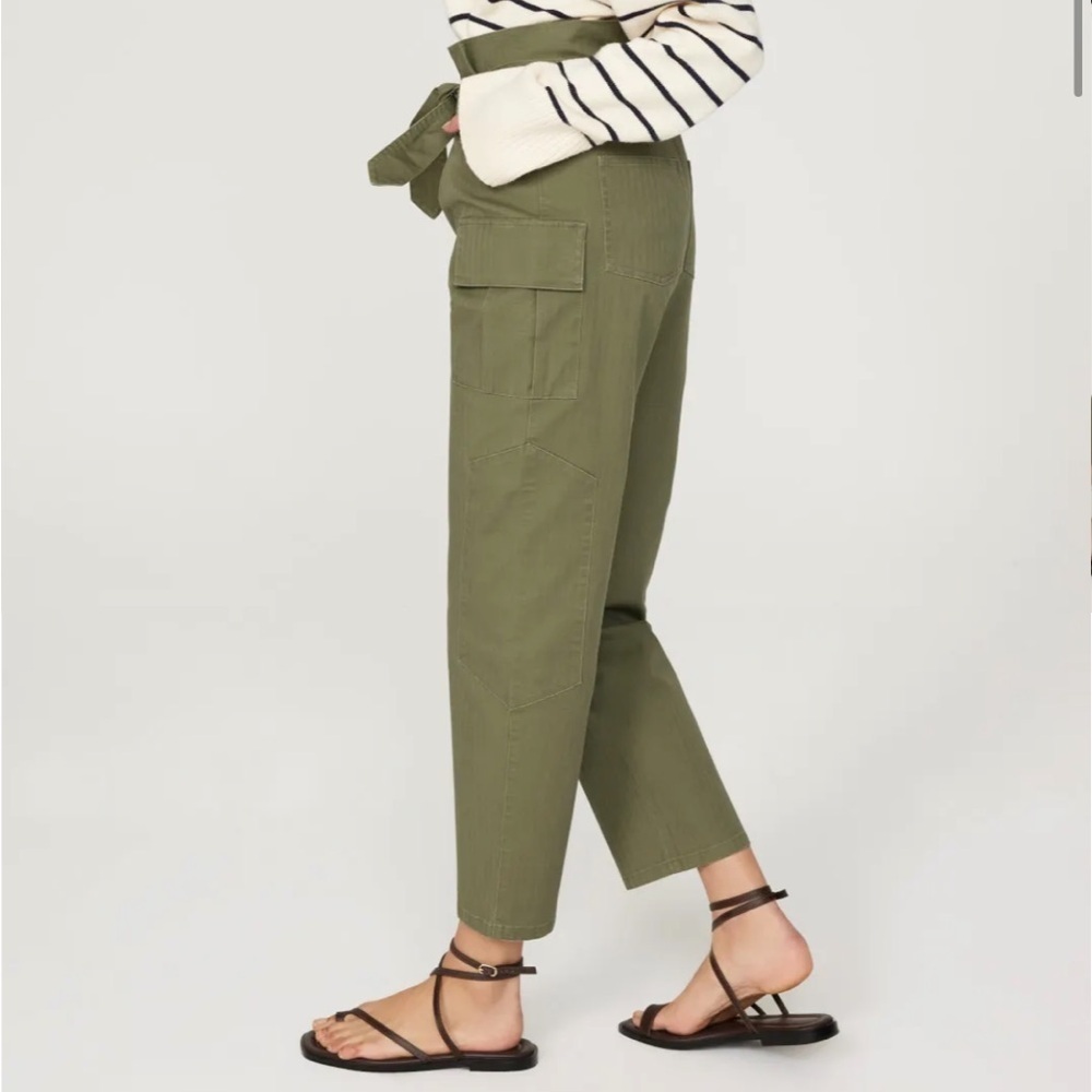 Marissa Webb Collective Pants Size 6 Green Balloon Paper-bag Waist Utility Ankle - Picture 5 of 10